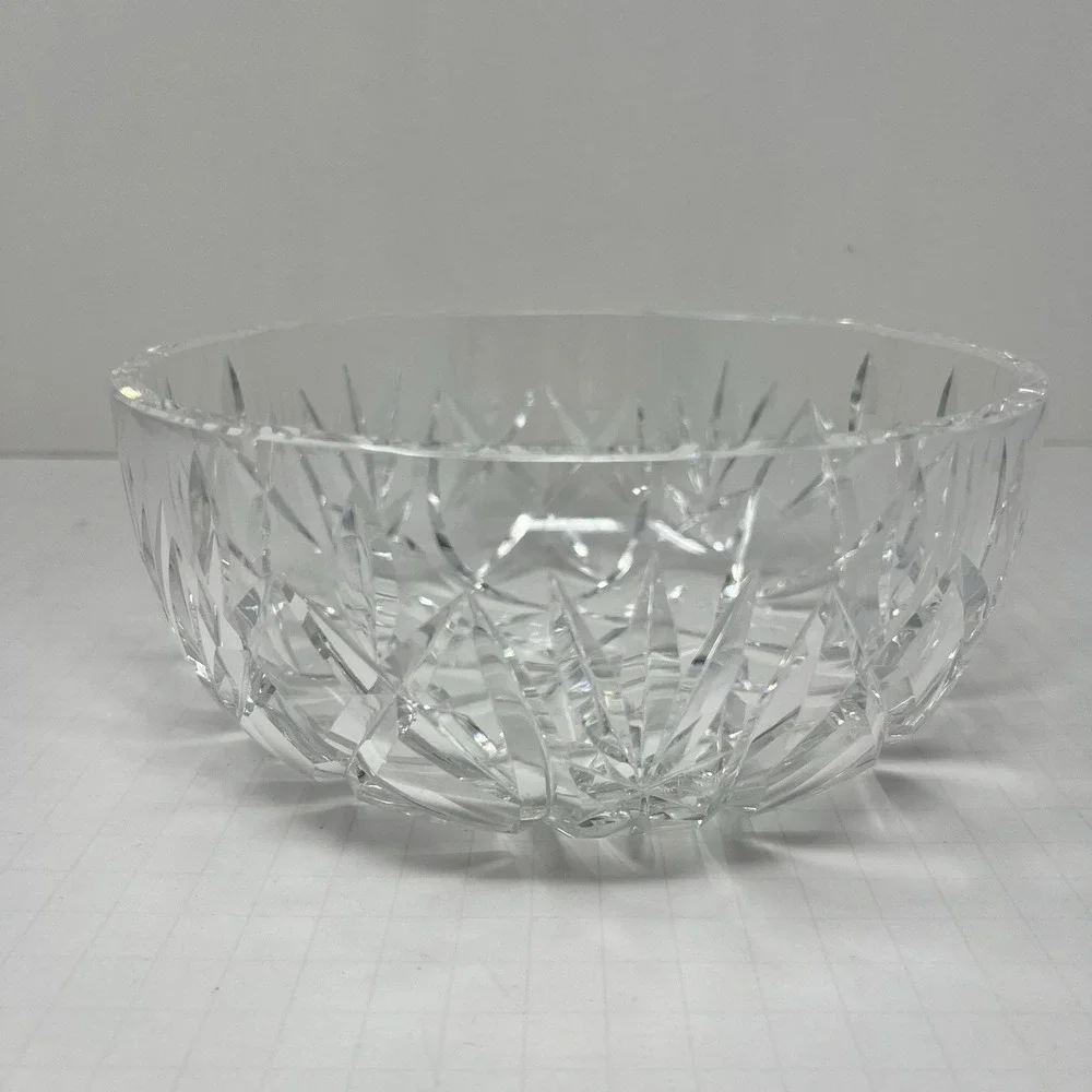 Crystal Impression Glass Fruit Bowl Clear Decorative Serving Dish Elegant Center